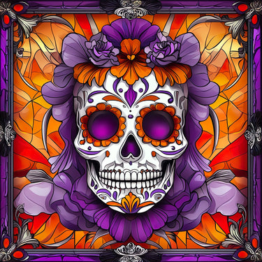 Halloween Skull Sign, DCO-102390, Sign For Wreath, 10x10in Metal Sign